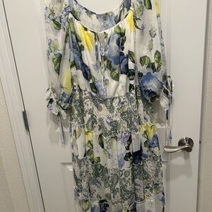 Figleaffashion Blue and Green Floral Maxi Dress